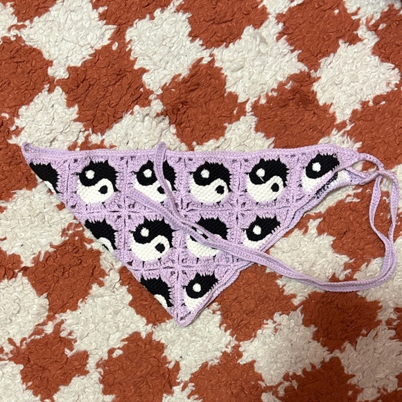 Dolls Kill Purple Yin Yang Crochet Hair Scarf - Picture 2 of 2